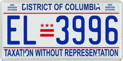 DC license plate EL3996