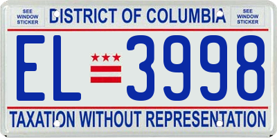 DC license plate EL3998