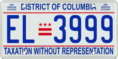 DC license plate EL3999