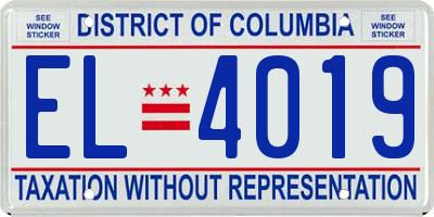 DC license plate EL4019