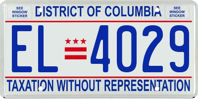 DC license plate EL4029