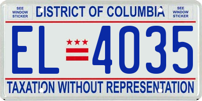 DC license plate EL4035