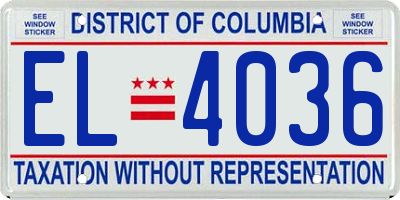 DC license plate EL4036