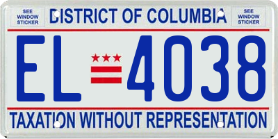 DC license plate EL4038