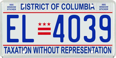 DC license plate EL4039