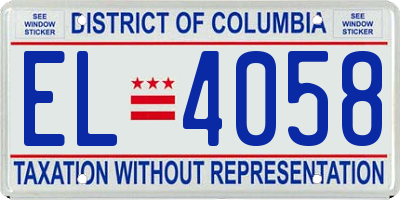 DC license plate EL4058