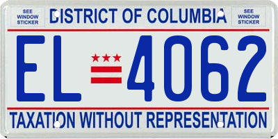 DC license plate EL4062