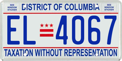 DC license plate EL4067