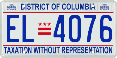 DC license plate EL4076