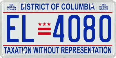 DC license plate EL4080