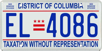 DC license plate EL4086