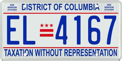 DC license plate EL4167