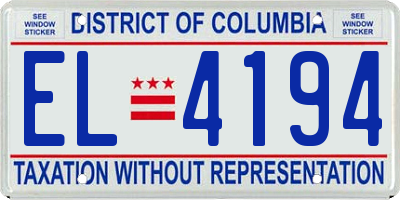 DC license plate EL4194