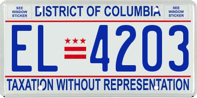 DC license plate EL4203