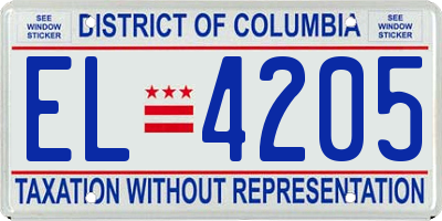 DC license plate EL4205