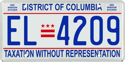 DC license plate EL4209