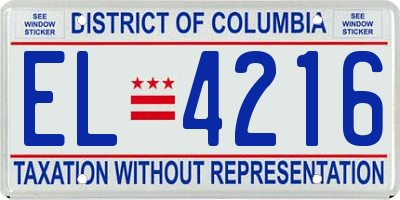 DC license plate EL4216