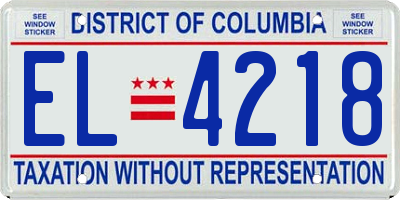 DC license plate EL4218