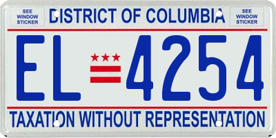 DC license plate EL4254