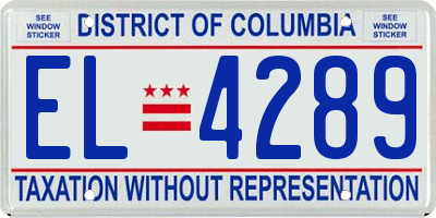 DC license plate EL4289