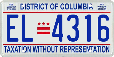 DC license plate EL4316