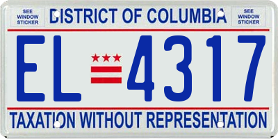 DC license plate EL4317