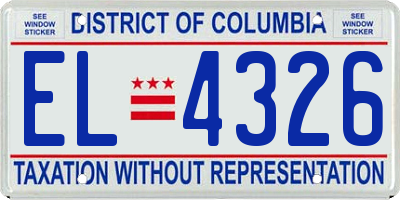 DC license plate EL4326