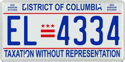 DC license plate EL4334