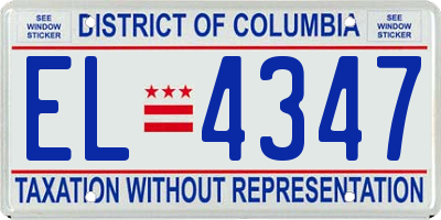 DC license plate EL4347