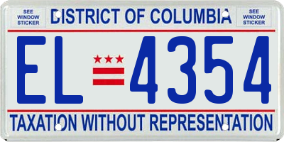 DC license plate EL4354