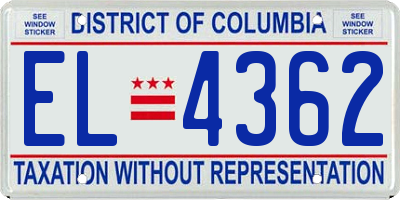 DC license plate EL4362