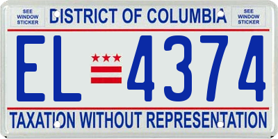 DC license plate EL4374