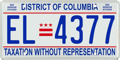 DC license plate EL4377