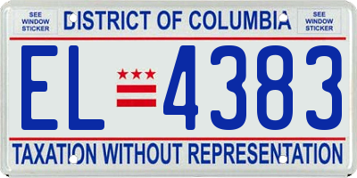 DC license plate EL4383