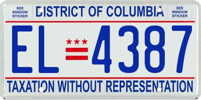 DC license plate EL4387