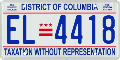 DC license plate EL4418