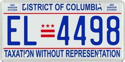 DC license plate EL4498