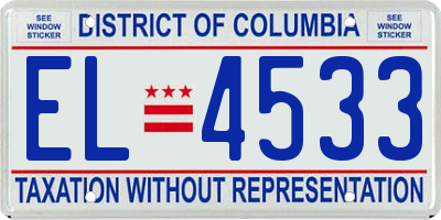 DC license plate EL4533