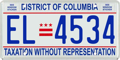 DC license plate EL4534