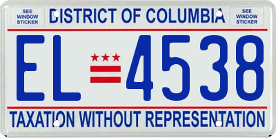 DC license plate EL4538