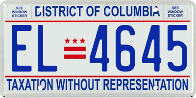 DC license plate EL4645