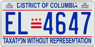 DC license plate EL4647