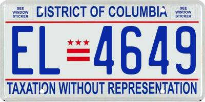 DC license plate EL4649