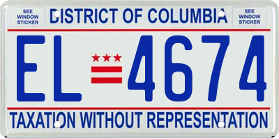 DC license plate EL4674