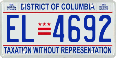 DC license plate EL4692