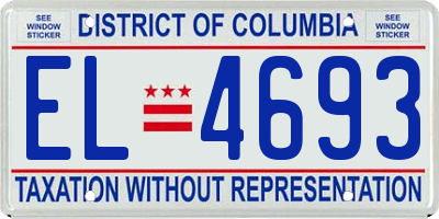 DC license plate EL4693