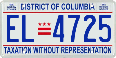 DC license plate EL4725