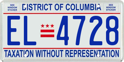 DC license plate EL4728