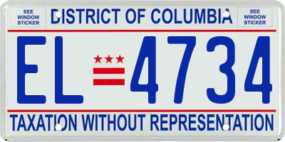 DC license plate EL4734