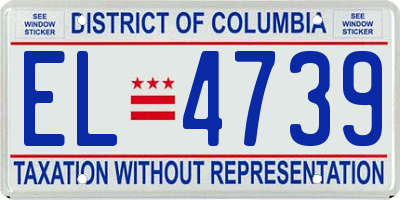DC license plate EL4739